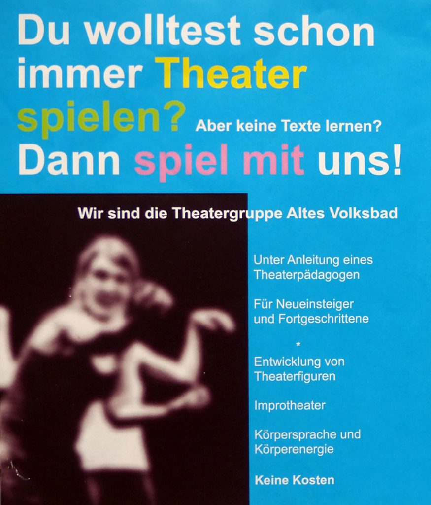 Theatergruppe Altes Volksbad | Dienstags 19 bis 21:30 h